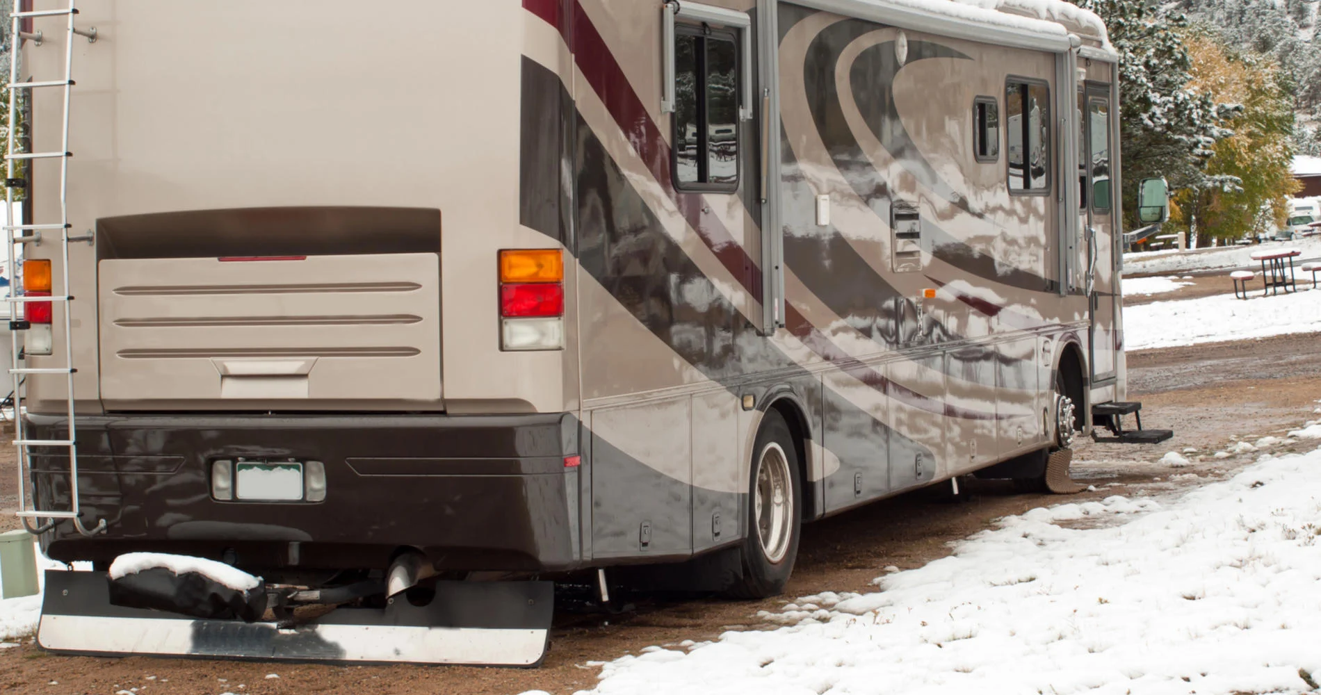 Motor home parked in a campground