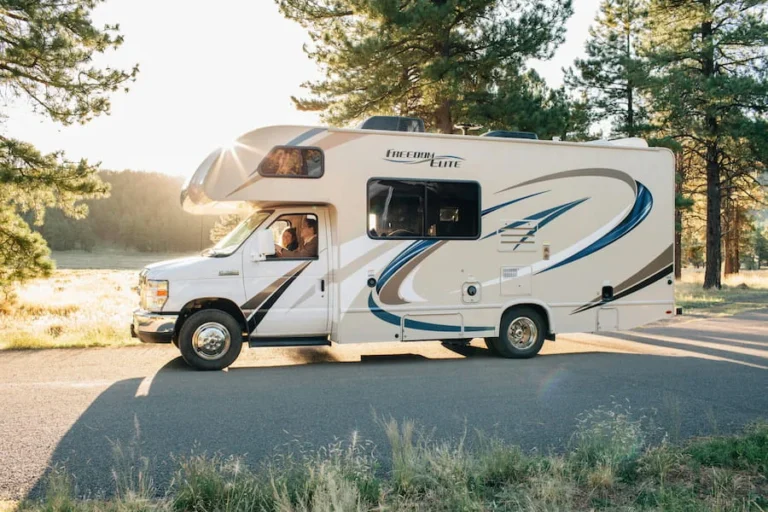 RV traveling on the road