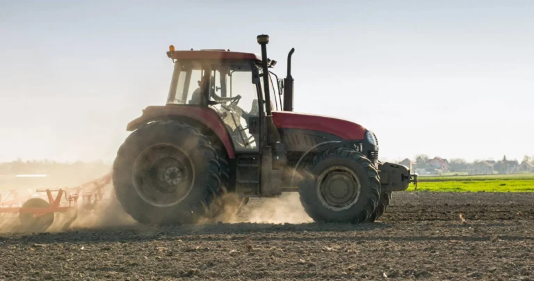 tractor plowing a field